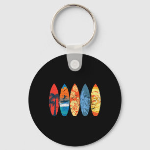 Surfing Surfer Palm Tree Surfboard Sunset Wave _1 Keychain