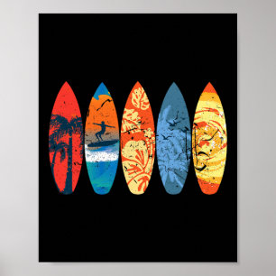 Surfing Surfer Palm Tree Surfboard Sunset Wave _1  Poster