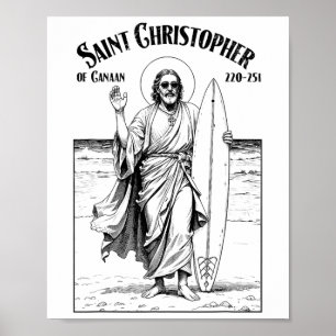 Surfing Surfer Patron Saint Christopher Surfers Su Poster