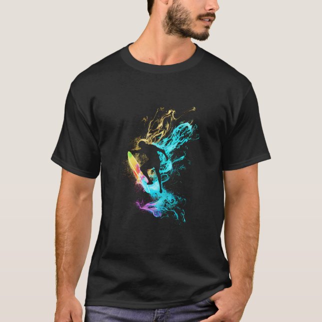 Surfing Surfer Riding Surf Vacation Colourful Surf T-Shirt (Front)