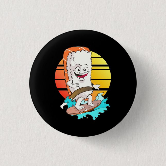 Surfing Sushi 1 Inch Round Button (Front)