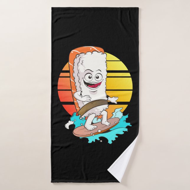 Surfing Sushi Bath Towel (Bath Towel)