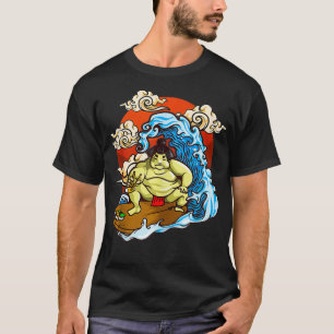Surfing Sushi Sumo Wrestler T-Shirt