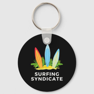Surfing Syndicate Surfers Summer Surfboard Surf Fo Keychain