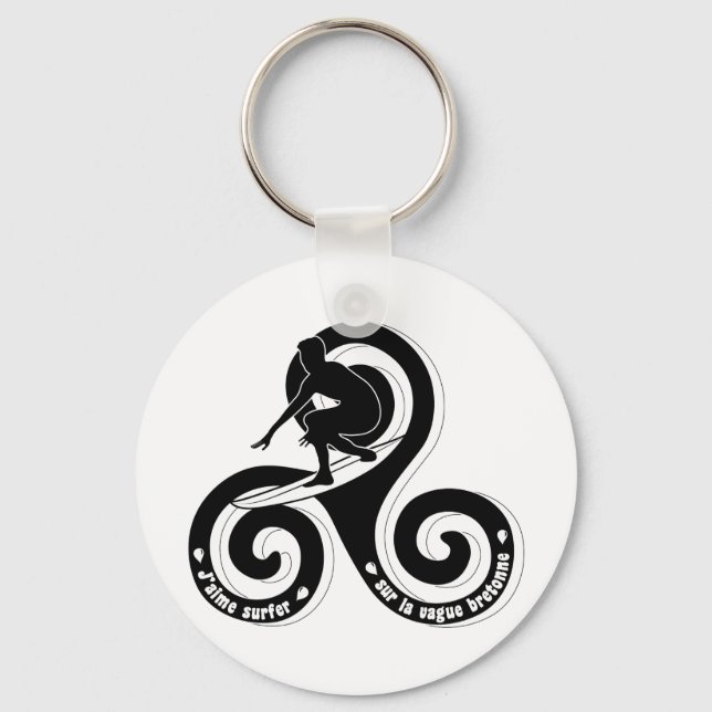 Surfing the Breton wave (man version) Keychain (Front)