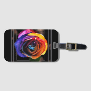 Surfing the Rainbow Rose Luggage Tag
