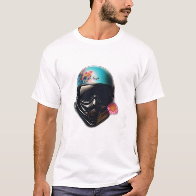 "Surfing the Streets: A Hippie Biker's Vibe" T-Shirt (Front)