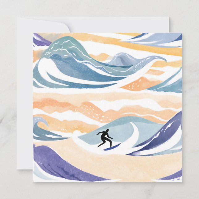 Surfing the Wave | Contemporary Watercolor Card (Front)