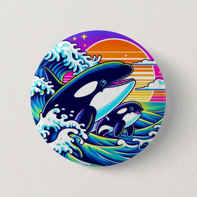 Surfing the Waves 2 Inch Round Button (Front)