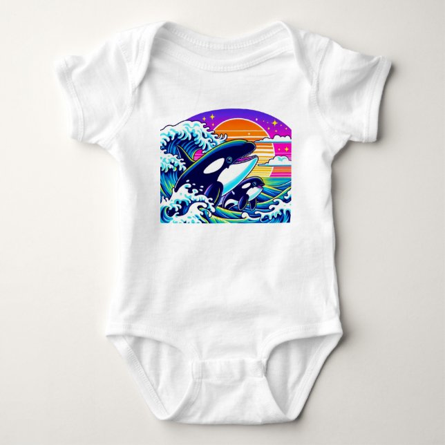 Surfing the Waves Baby Bodysuit (Front)