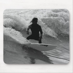 Surfing The Waves Grayscale Mouse Pad