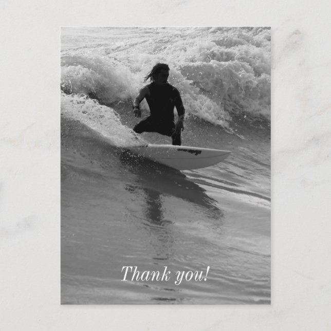Surfing The Waves Grayscale Postcard (Front)