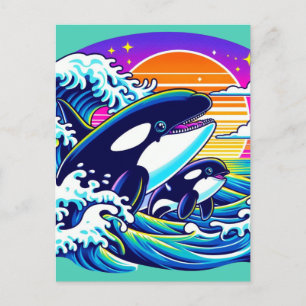 Surfing the Waves Postcard
