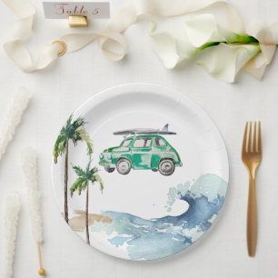 Surfing Theme Baby Shower Invitation Beach Baby  Paper Plate