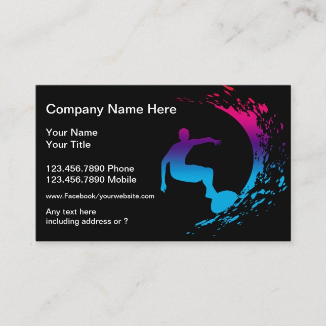Surfing Theme New Business Card (Front)