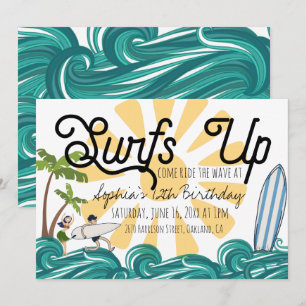 Surfing Themed Birthday Invitation