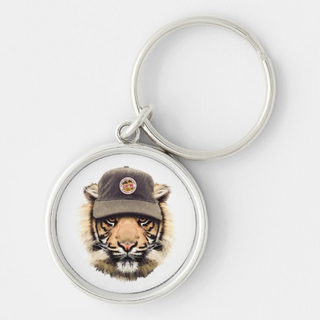 Surfing Tiger Keychain (Front)