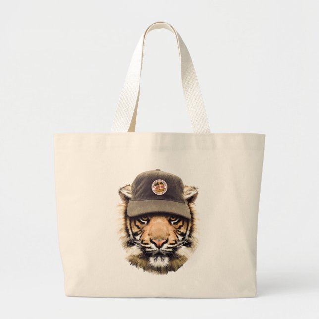 Surfing Tiger Large Tote Bag (Front)