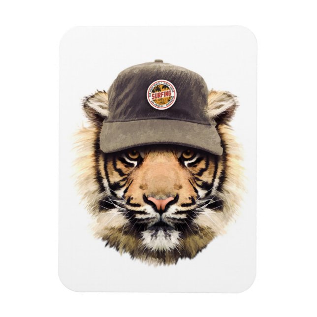 Surfing Tiger Magnet (Vertical)