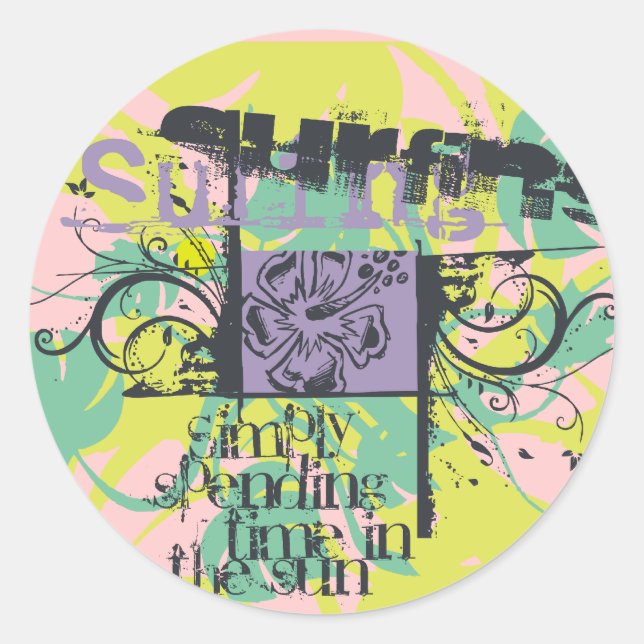 Surfing Time Tshirts and Gifts Classic Round Sticker (Front)