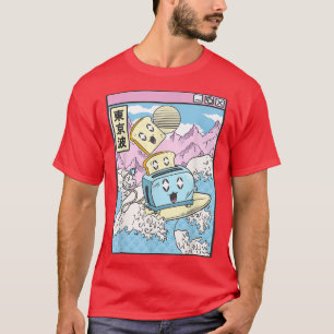 Surfing Toaster Happy Toast Japan Waves Kawaii Vap T-Shirt
