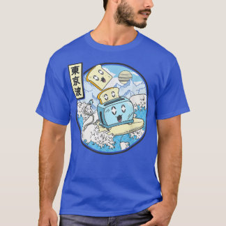Surfing Toaster In Japan Waves Style Kawaii Vaporw T-Shirt