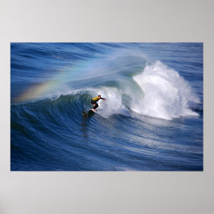 Surfing Under A Rainbow Print