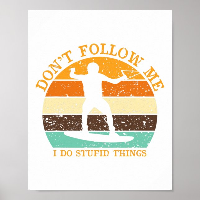 Surfing Vintage Surfer Beach Sunset Surf  Poster (Front)