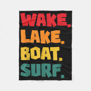 Surfing Wake Lake Boat Surf Retro  Fleece Blanket