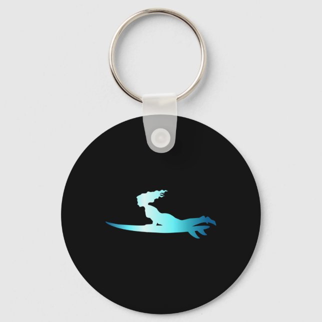 Surfing Wave Riding Boarding Surfboard Surfer  Keychain (Front)