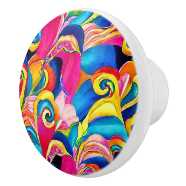 Surfing waves inspired pattern multicolor  ceramic knob (Right)