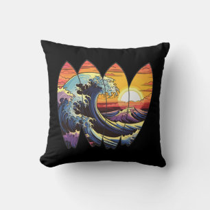 Surfing Waves Surfboards Throw Pillow