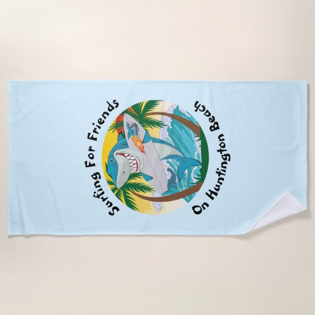 Surfing with Friends - Sharks Beach Towel (Front)