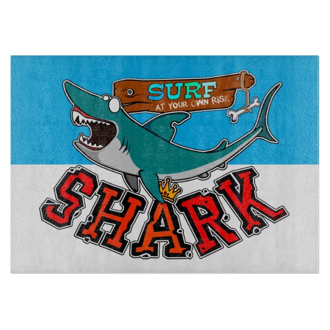 Surfing with shark cutting board (Front)
