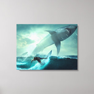 Surfing with Sharks Canvas Print