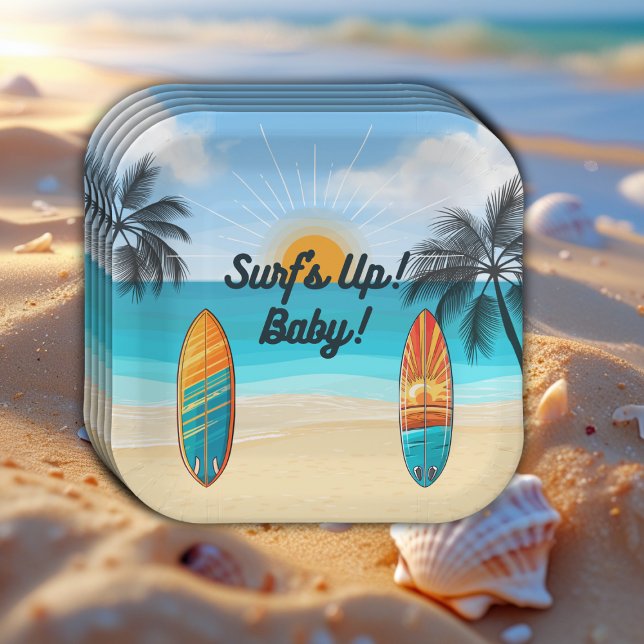 Surf's Up Baby - Baby Shower Paper Plate (Creator Uploaded)