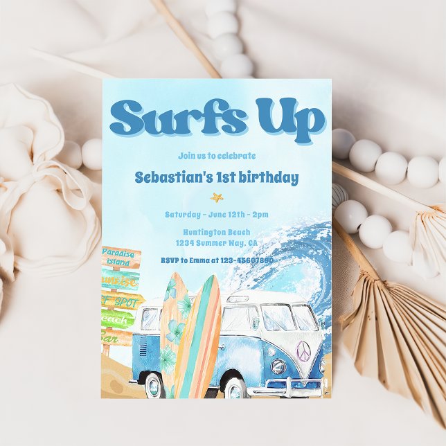 Surfs Up Beach Birthday Party Invitation (Creator Uploaded)