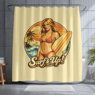 Surf's Up Bikini Pin-Up   Retro Surf Shop Graphic