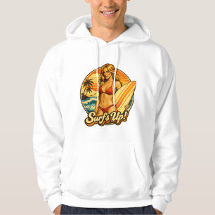 Surf's Up Bikini Pin-Up Retro Surf Shop Graphic Hoodie