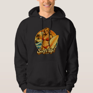 Surf's Up Bikini Pin-Up Retro Surf Shop Graphic Hoodie