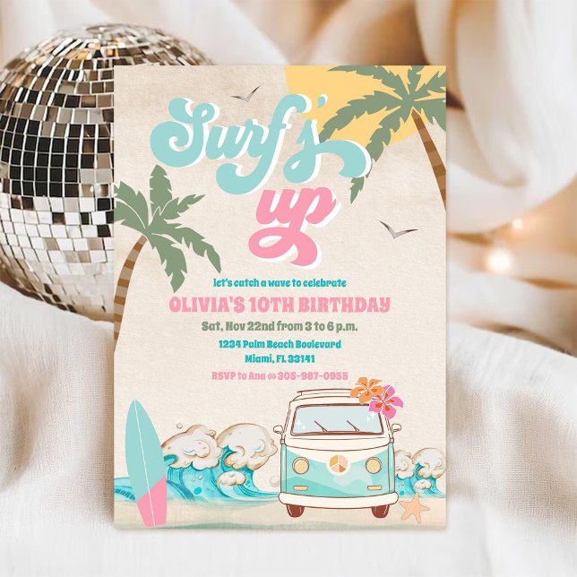 Surfs Up Birthday Beach Party Invitation (Creator Uploaded)