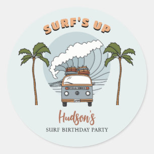 Surf's Up Birthday Classic Round Sticker