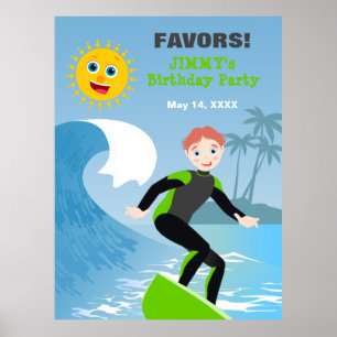 Surf's up boy Birthday Party Poster