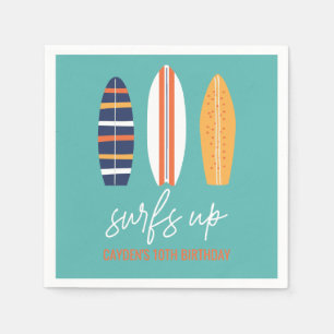 Surfs Up BOY Surfboard beach Birthday Party Napkin
