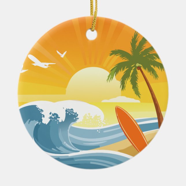 Surf's Up! Ceramic Ornament (Front)