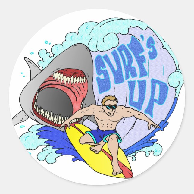 Surf's UP Classic Round Sticker (Front)