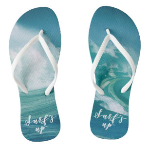 Surf's Up Fun Typography & Quote Flip Flops