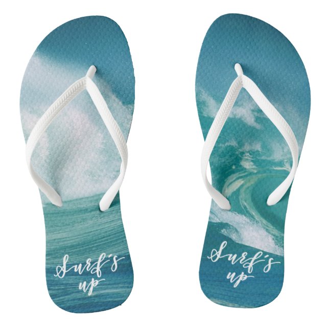 Surf's Up | Fun Typography & Quote Flip Flops (Footbed)
