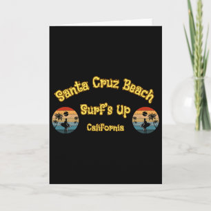 Surf's Up Funny Beach Vintage Surfing Skull Santa Card