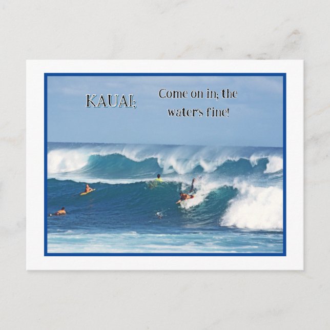 "SURF'S UP/ KAUAI POSTCARD (Front)